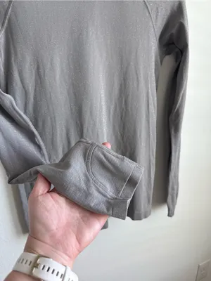 Athleta Long Sleeve Sparkle Performance Top Thumbholes Gray Women's S thumbnail 8