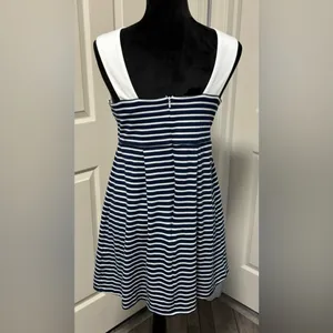 ASOS Women’s Size 8 Navy & White Striped Criss Cross A-Line Dress thumbnail 3