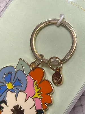 Rifle Paper Co Strawberry Fields Enamel Keychain Floral Strawberry Charm NWT thumbnail 3