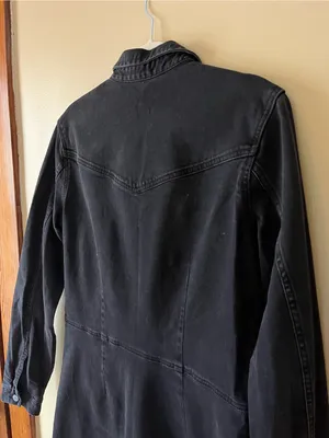 GAP Black Denim Button-Front Shirt Jacket Dress thumbnail 8
