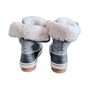 Time And Tru‎ Womens Size 6 Gray Snow Boots High Top Foldable Faux Fur thumbnail 6