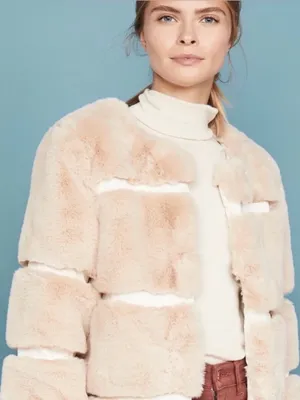 Anthropologie Keepsake the Label Ariel Faux Fur Coat Jacket in Crème Sz Med thumbnail 12