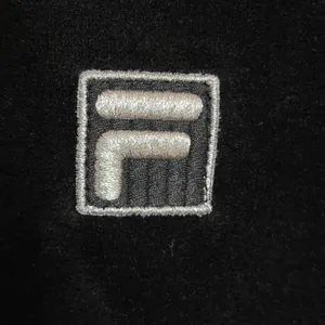 Fila Womens Black Velour Quarter Zip Hoodie Silver Logo Long Sleeve‎ Pullover M thumbnail 3