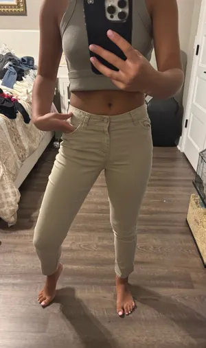 Beige Slim Crop Pants Tan Size 14 thumbnail 1