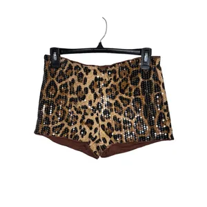 SHEIN Tall Low Rise Leopard Print Sequin Shorts Size Small thumbnail 2