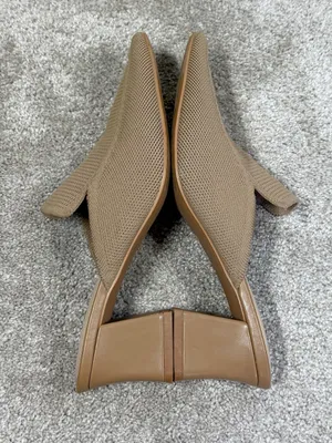 Cosy Island Women’s Knit Block Heels Shoes Mules Pointed Toe in Apricoat Cream 9 thumbnail 6