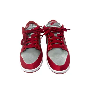 Nike Dunk Low UNLV Satin Varsity Red Metallic Silver Sneakers Women's Size 7 thumbnail 3