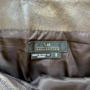 Vintage Made in Canada dark brown Genuine Leather Skirt 8 / M thumbnail 4