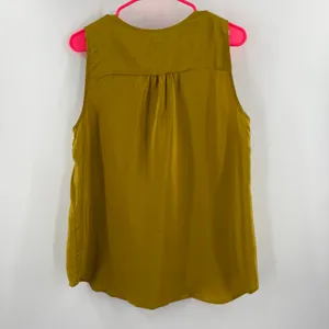 Amanda Uprichard Blouse Large NWT Mustard 100% Silk Zip Sleeveless Chartreuse thumbnail 2