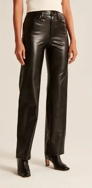 Abercrombie & Fitch The 90s Straight Ultra High Rise Faux Leather Pants Size 25 thumbnail 1