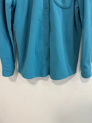 L.L. Bean Women L Large Fleece Button Front Shirt Jacket Blue Pocket Shacket thumbnail 6
