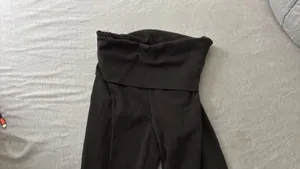 H&M brown fold over flare leggings thumbnail 3