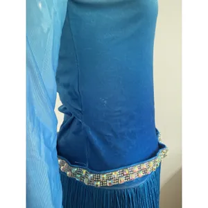 Weissman Blue Ombre Jazz Latin Dance Costume Fringe Sequin Belt Size MA thumbnail 8