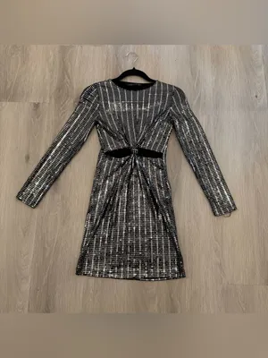 Zara Sequin cutout Knott front Mini dress thumbnail 2