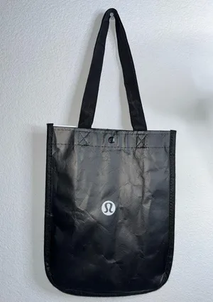 Lululemon Shopping Tote Reusable Bag Black & White Small 11.5" Tall x 9" Wide thumbnail 7