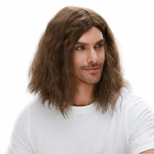 NWT STfantasy Men’s Long Wavy Brown Rocker Wig 80s 90s‎ Cosplay Costume thumbnail 1
