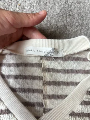 Altar'd State Striped Textured V-Neck Sweater | Size Small thumbnail 3