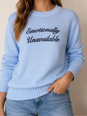 NWT Wild Fable Emotionally Unavailable Blue Knit Sweater Size S thumbnail 1