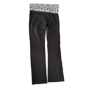 Vintage‎ Y2K PINK Foldover Yoga Pants Black Flare Bling Bedazzled Logo Size S thumbnail 8