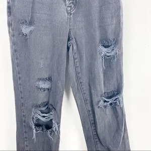 PACSUN Black Wash High Rise Straight Ripped Distressed Frayed Hem Jeans Size 24 thumbnail 8