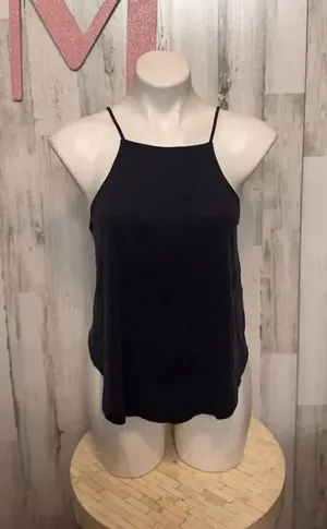 Silence + Noise Black Flowy Tank Top Size Medium Minimal Spaghetti Strap Loose F thumbnail 1