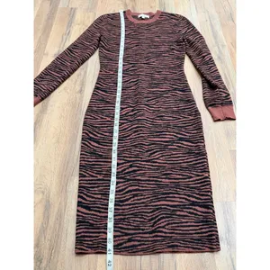 Express x Negin Mirsalehi Zebra Print Knit Midi Dress Brown Black S thumbnail 5