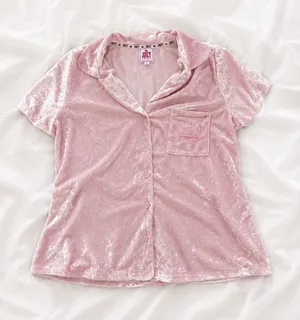 Juicy Couture Pink Crushed Velvet Pajama Top Size L thumbnail 1