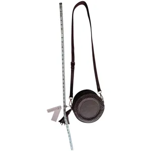 Stylish Round Crossbody Bag in Deep Burgundy Braided Detailing‎ thumbnail 9