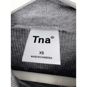Tna Aritzia Thermal Crop Top XS Grey Excellent Mock Neck Long Sleeve Waffle thumbnail 4
