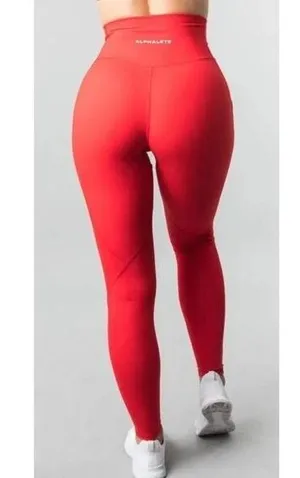 Alphalete Revival R6 Leggings Coral Red Size Small Work Out Gym Athletic pull on thumbnail 1