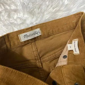 Madewell Cali Demi-Boot Plush Corduroy Brown Tan Flare Button Fly Jeans Raw Hem thumbnail 3