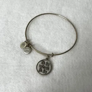 Alex and Ani Silver It Is What It Is Charm Bangle Bracelet thumbnail 2
