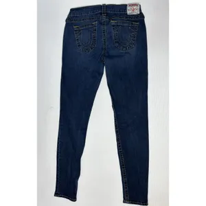 True Religion Y2K Women Dark Wash Skinny Jeans Low Rise Horseshoe Logo Size 30 thumbnail 3