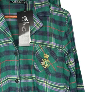 NWT LRL Ralph Lauren M Brushed Twill 2PC PJ‎ Set Plaid Green Pajamas Black Label thumbnail 6