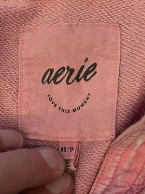 Aerie Shirt Womens XS Pink Terry Button Up Collared Long Sleeve Pocket Top thumbnail 9