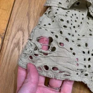 EXPRESS Eyelet Ruffle Mini Skirt Olive Green‎ Womens Size 0 Boho Flounce Tiered thumbnail 6