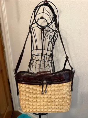 👨‍🌾👨‍🌾👨‍🌾BOGOHO👨‍🌾👨‍🌾👨‍🌾Brighton Straw Shoulder Bag with Dark Brown Leather Trim thumbnail 2