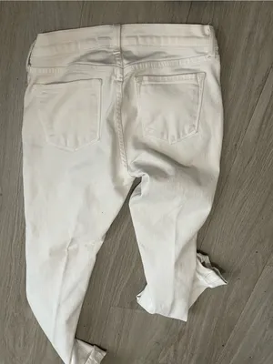 J Brand White Skinny Jeans with Knee Distress thumbnail 3