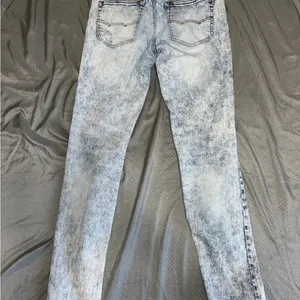 American Eagle Distressed Light Blue Jeans straight leg thumbnail 2