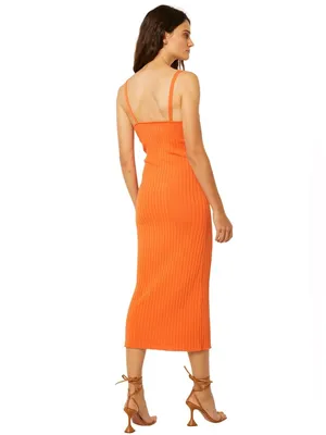 Misa Los Angeles Nova Dress in Tangerine Orange‎ Sleeveless Rib Knit Size S thumbnail 5