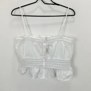 Madewell Smocked Button Front Top Poplin Cotton Eyelet White Stretch Medium NWT thumbnail 7