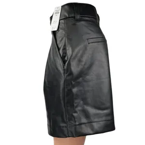 NEW Abercrombie & Fitch Black Vegan Faux Leather High Waist Bermuda Shorts Sz S thumbnail 2