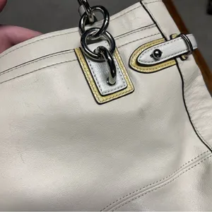 Vintage Coach Cream White Colette Leather Carryall Bag Purse No. J1020-16460 thumbnail 7