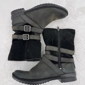 Ugg Lorna Black Boots Waterproof Genuine Leather Wool Lined 8.5” Shaft Size 8.5 thumbnail 8