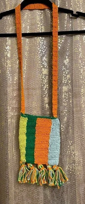 Urban Outfitters Tori Crocheted Mini Crossbody Bag Green Orange Yellow Blue thumbnail 1