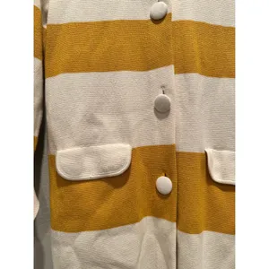 Evie Mustard Yellow‎ Striped Cardigan Sweater Small Preppy Knit thumbnail 4