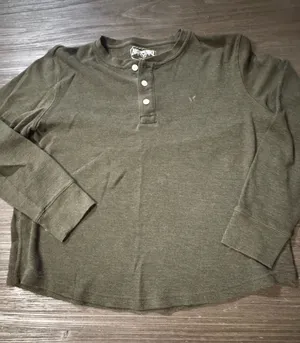 American Eagle Outfitters Olive Thermal Henley Pullover thumbnail 1