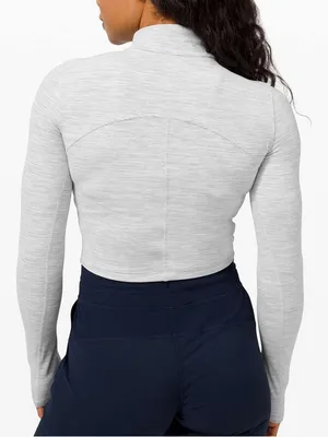 Lululemon All Aligned Mock Neck Long Sleeve Size 6 Nulu Cropped Gray Stripe thumbnail 2