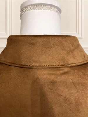 Abercrombie & Fitch Vegan Suede Camel Brown Shirt Jacket L thumbnail 6