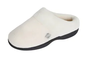 NWT Isotoner Womens Classic Clog Slippers Fuzzy Cozy Ewe White / Gray S (6.5-7) thumbnail 1
